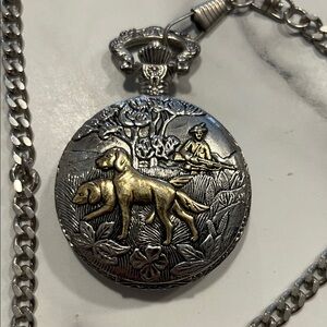 Vintage LTD Silver and Gold Pocket Watch Pendant